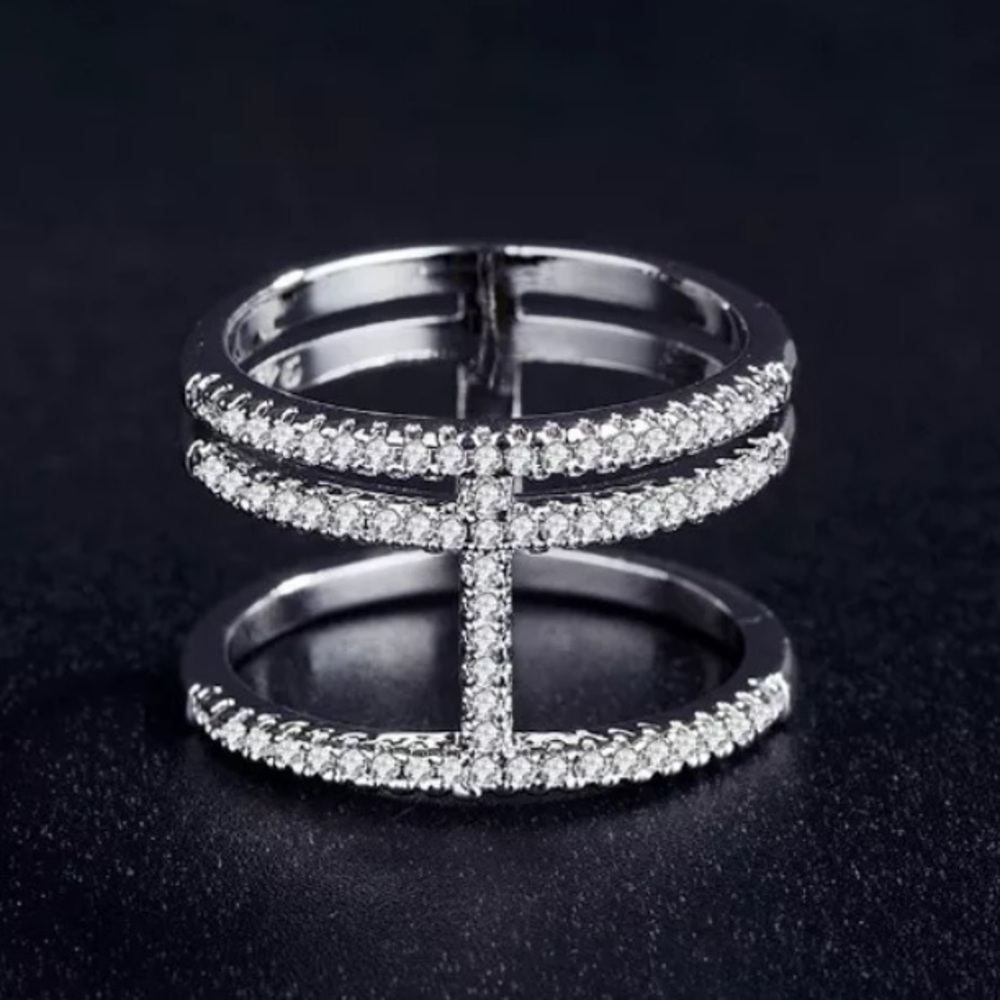 STERLING SILVER ENGAGEMENT BAND RING - Picture 2 of 4